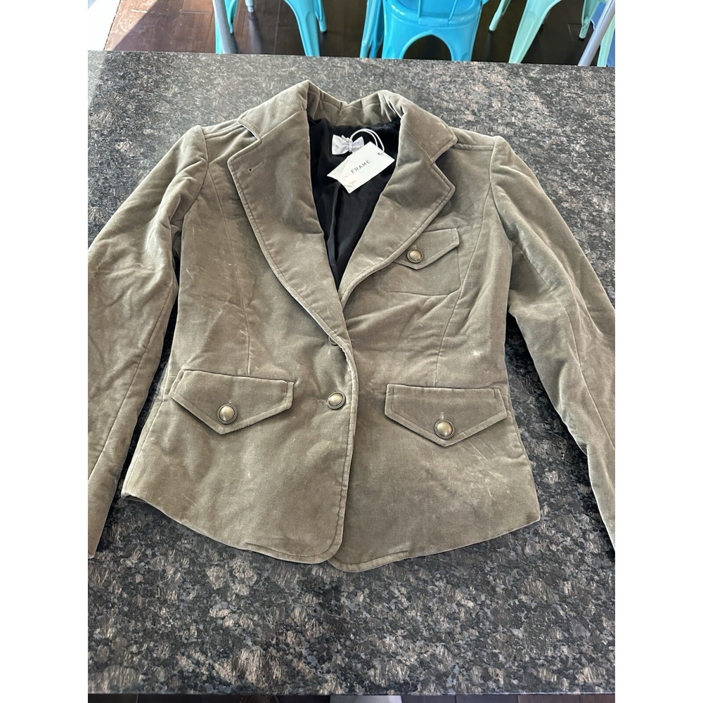 FRAME‎ Blazer Jacket Women's Size Small. NWT Olive Green. Single Breathed Jacket